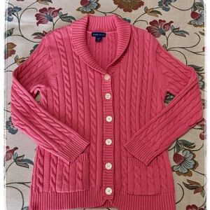 Karen Scott Pink Cable Knit Cardigan